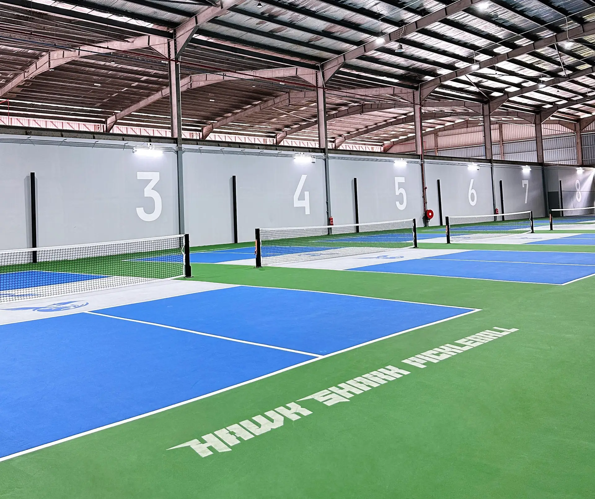Gelanggang pickleball dalaman di Hawk Shark Sports Club, Johor Bahru